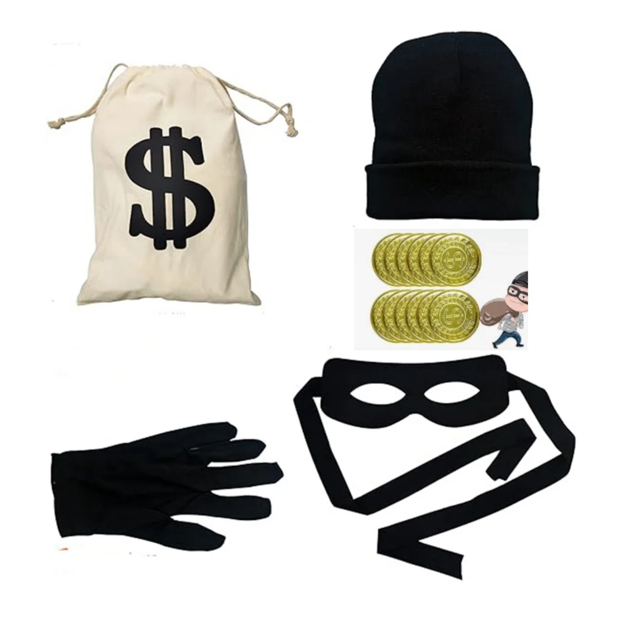 

Halloween Robber Costume Accessories Set Thief Costume Bank Robber Costume For Girls Boys