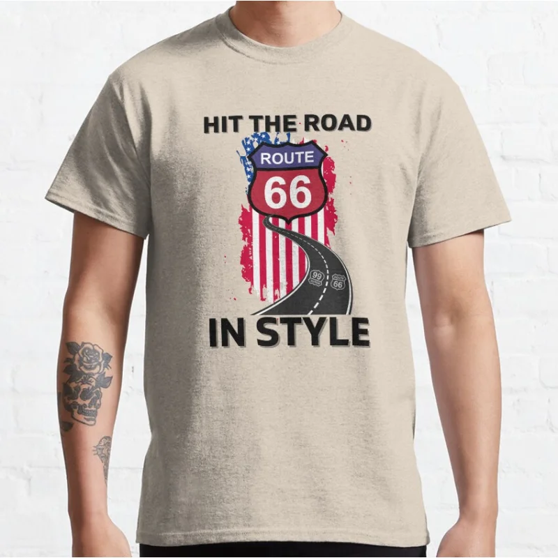 

0327 Historic Route 66 US Mother Road travel Gift t shirt main street of america Highway Graphic clothes All size Tops