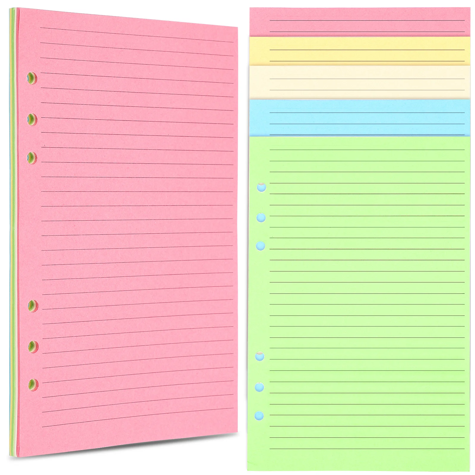 50pcs A5 Filler Paper 6 Hole Loose Leaf Planner Refill Lined Binder Notebook Journal Insert Thick Smooth Writing Pages For Notes