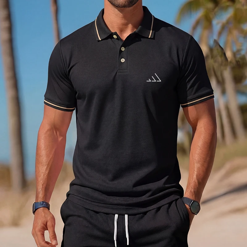 Camiseta Polo Casual para Hombre, Ropa de Calle de Verano, Manga Corta, Estilo Business Casual, Secado Rápido, Transpirable