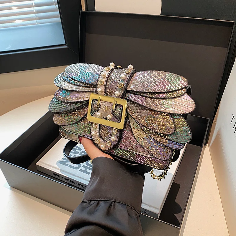 

Мини-квадратная женская сумка с тиснением питона 2021, винтажная сумка через плечо с ремешком-цепочкой, регулируемая сумка на плечо