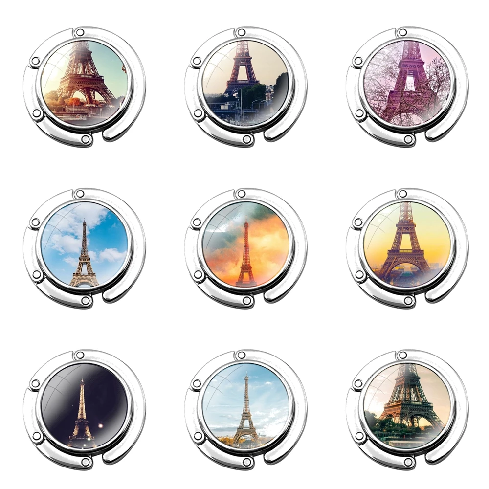 France Eiffel Tower In Paris Style Foldable Purse Hook for Women's Table Handbag Storage Folding Decor Table Hook