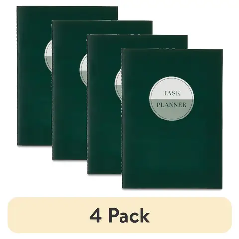 (4 pack) Task Planner, Undated, Emerald Green Paper Cover, 112 Pages, Medium Size
