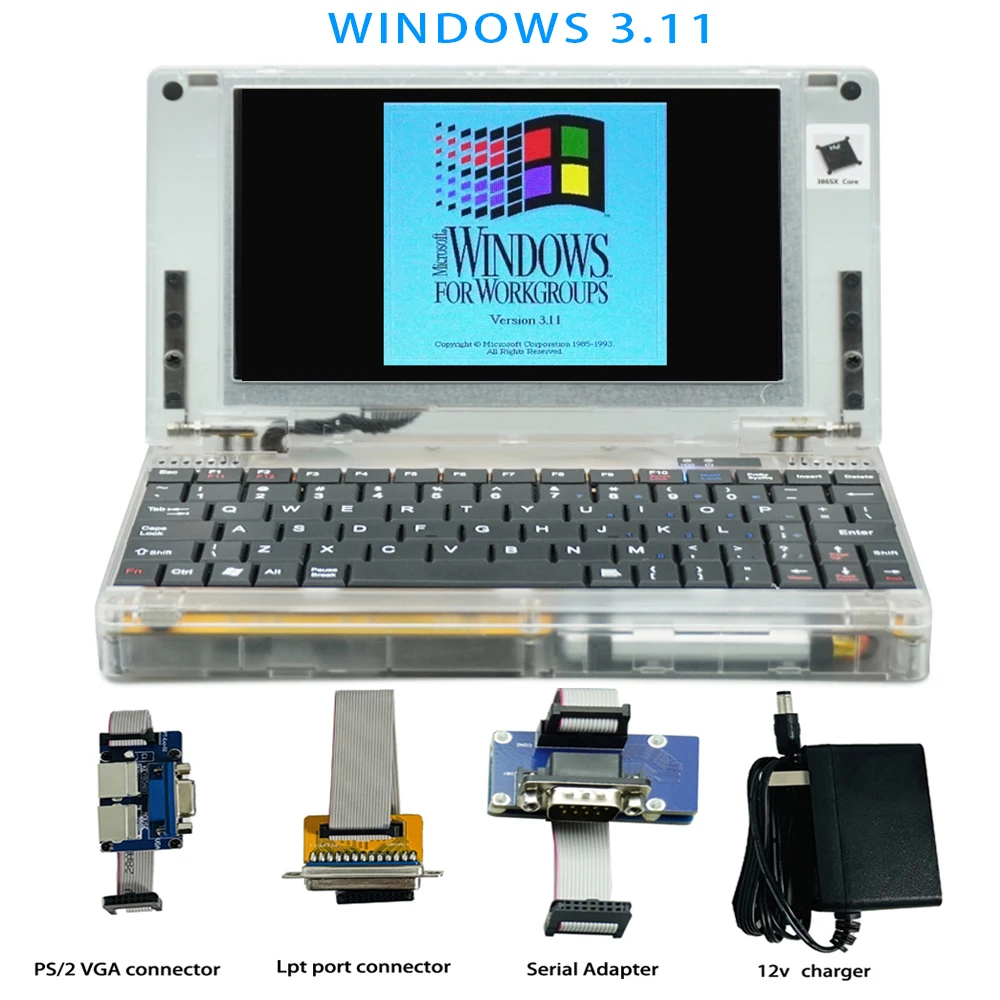 Bolso 386 sistema windows3.11/95 retro notebook computador opl3