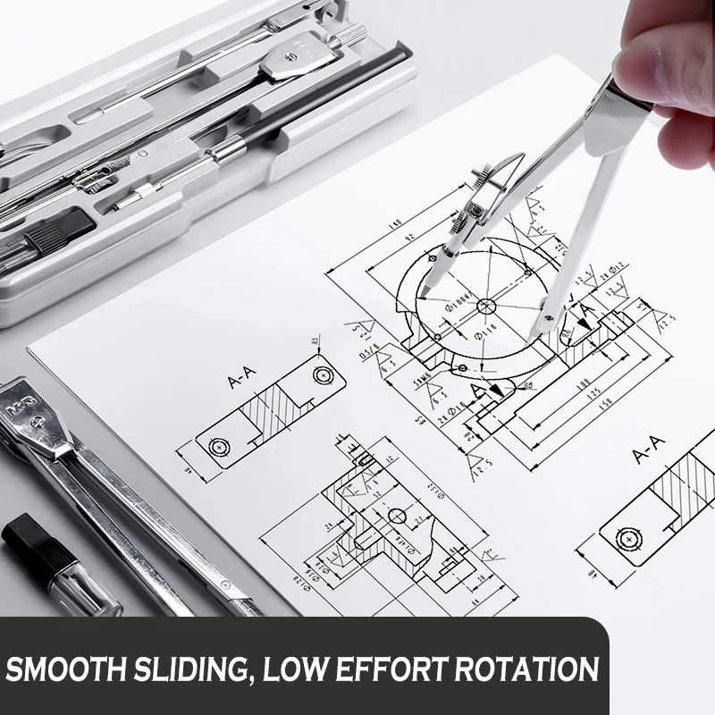 M&G High Precision Professional Metal Compass Drawing Set With Pencil Refills Lead School Compass Drawing Set