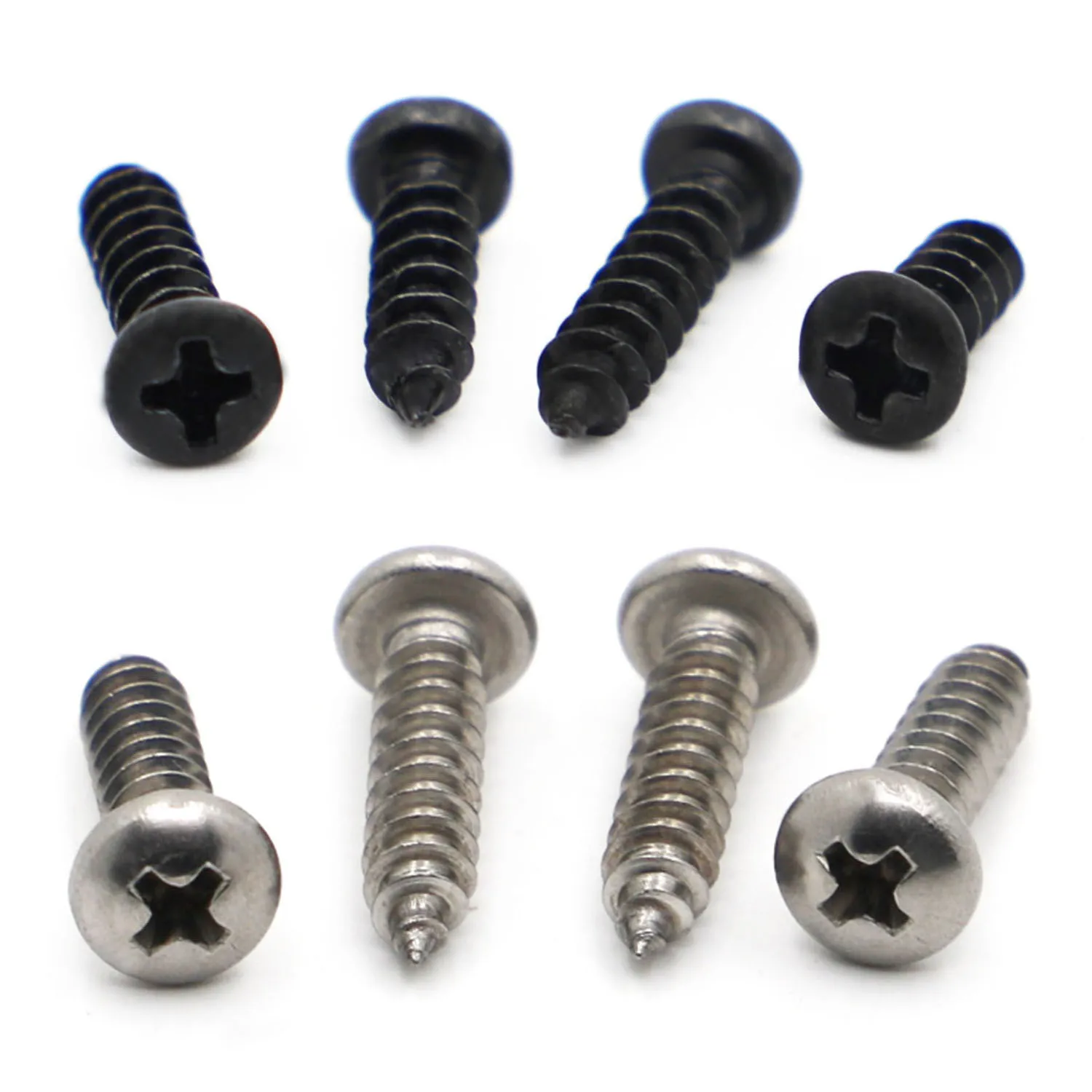 

M1 M1.2 M1.4 M1.7 M2 M2.3 M2.6 M3 M4 Small A2 Stainless Steel Black Carbon Cross Phillips Pan Round Head Self Tapping Wood Screw