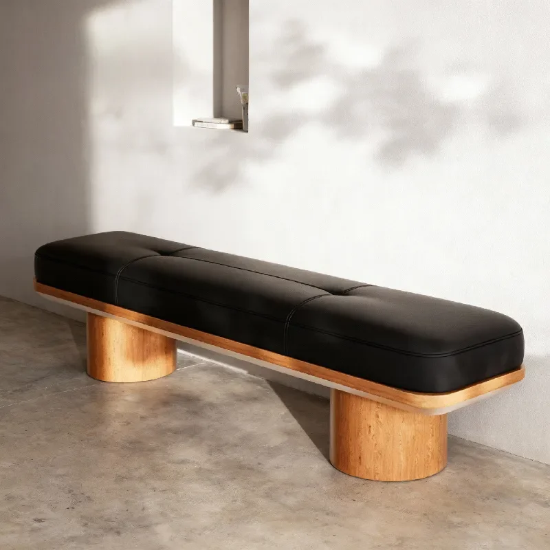 Solid Wood Fabric Bench Creative Entryway Stool for Clothing Store Designer Sofa Seat