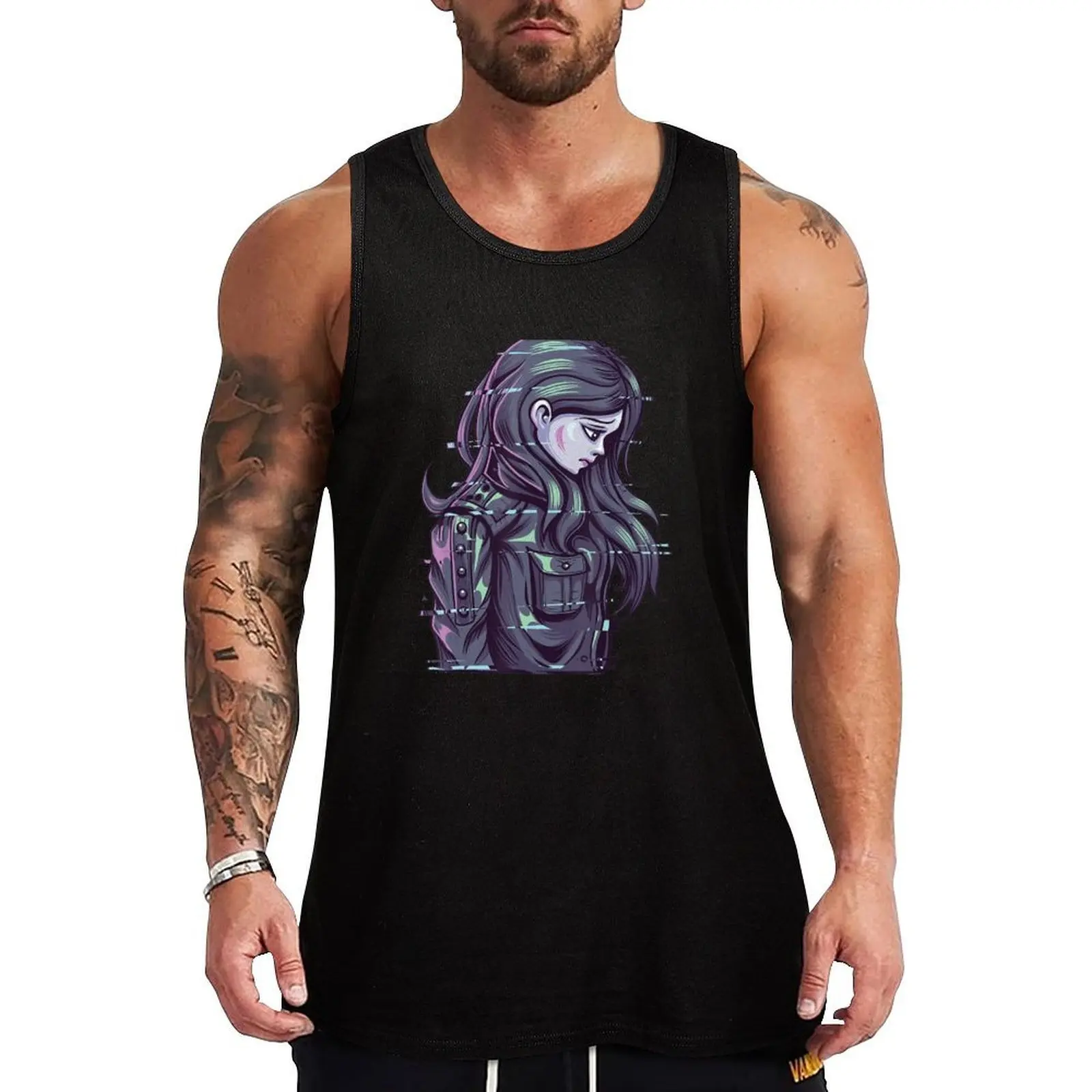 Aesthetic Vaporwave E-Girl Love Anime Glitch Girl Nu Goth Tank Top Weekend Casual Tank Top Sleeveless Loose Fit Top