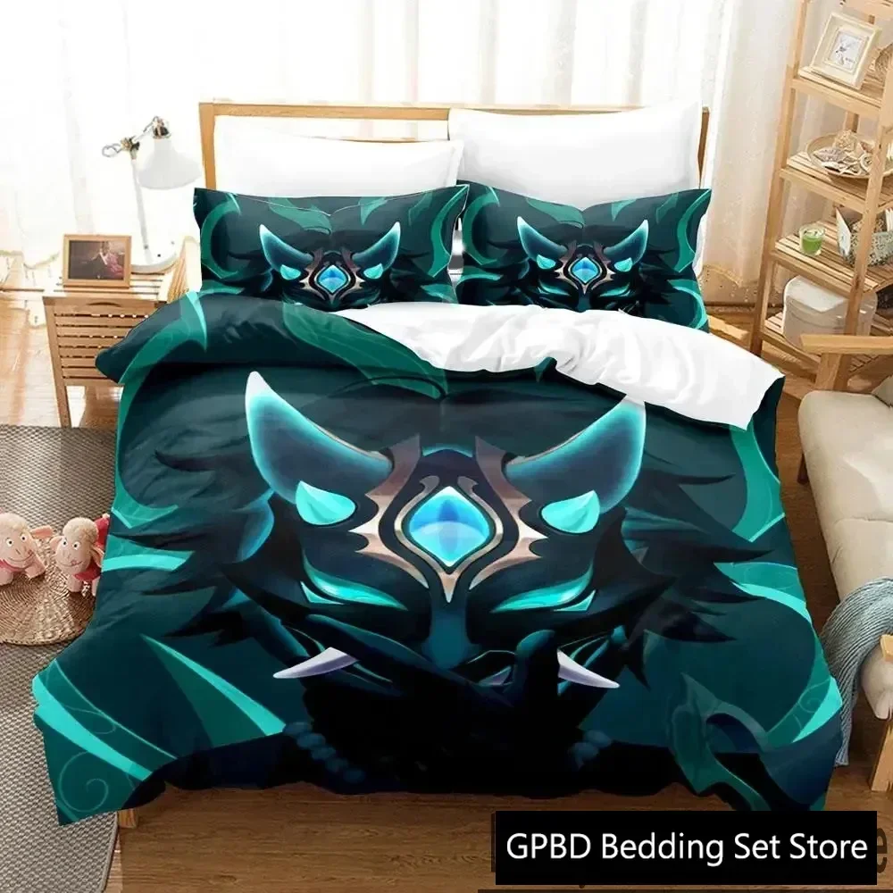 

3D Genshin Impact Xiao Anime Bedding Set 3D Printed Suitable for Bedroom Duvet Cover Set With Pillowcases Kids Home Textile