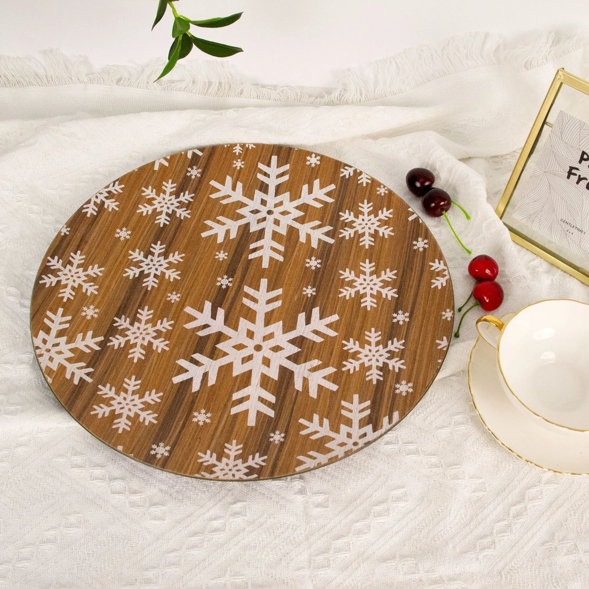 Christmas Theme Charger Plates Fruit Tray Party Buffet Plate Hotel Catering Dish Festive Decorative Serving Platter