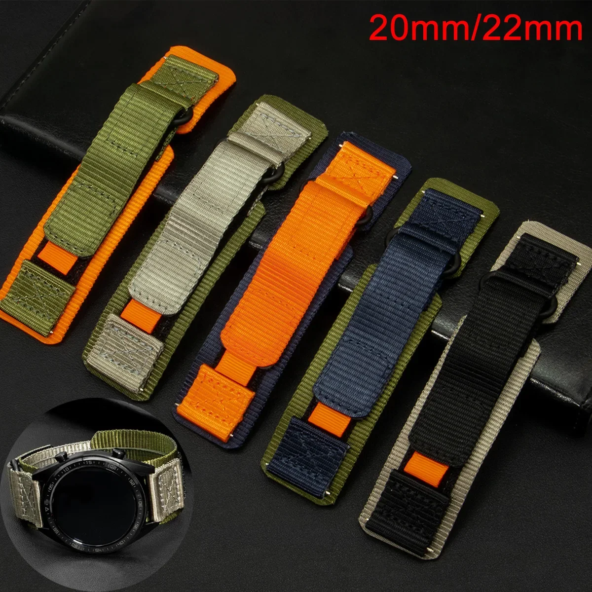 

22mm 20mm Band For Samsung Galaxy Watch 6 4 classic 5 Pro active 2/Gear S3 Nylon Loop Correa Bracelet Huawei Watch GT 2 3 Strap