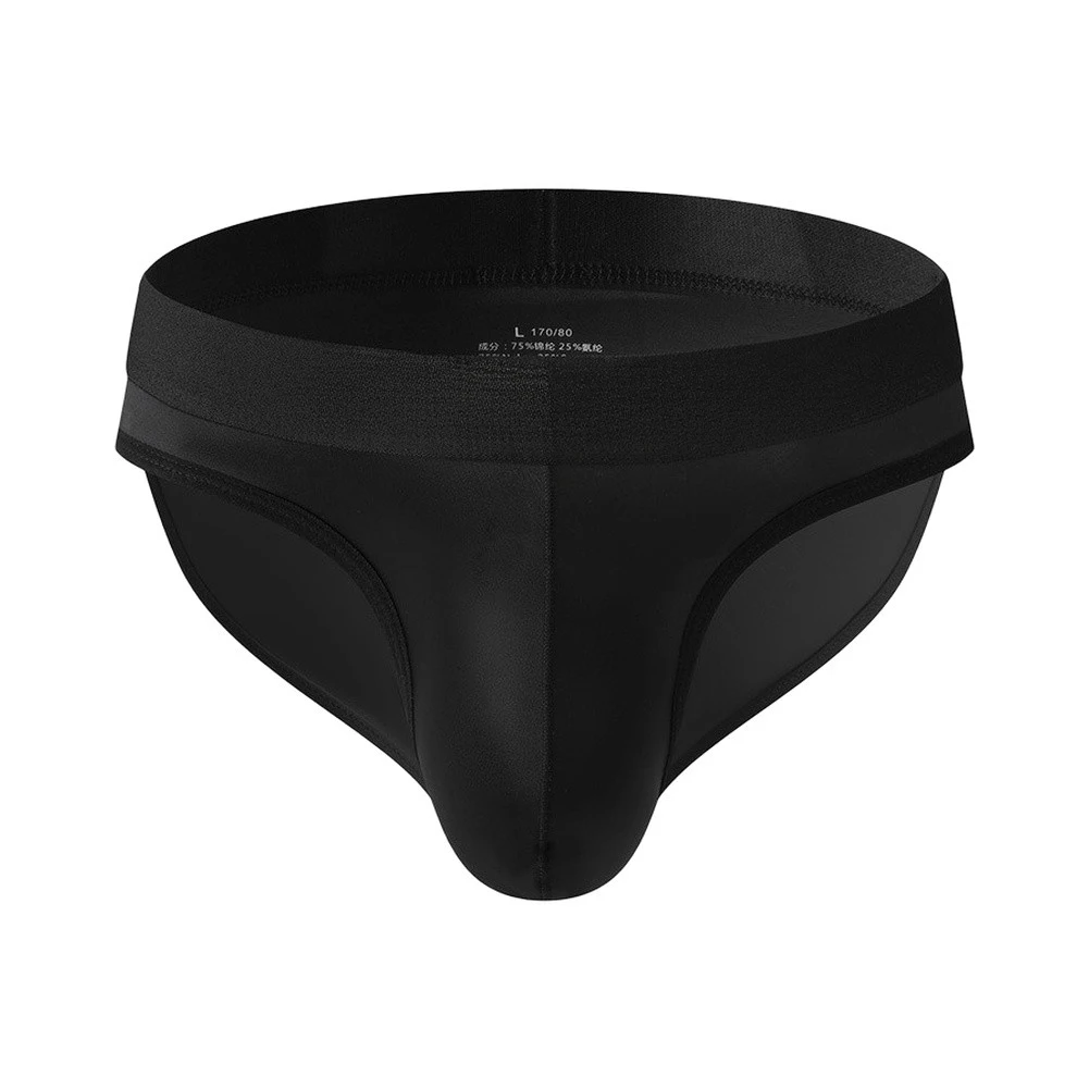 Men's Ice Silk Briefs Low-Rise U Convex Pouch Underwear Athletic Supporter Silky Soft Breathable Daily Wear Solid Color L-3XL