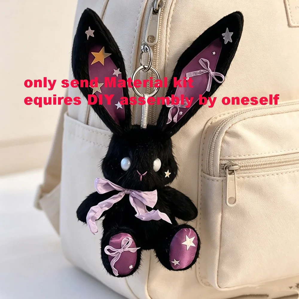 DIY Kit Plush Rabbit Keychain Material Kit Furry Weird Bunny Plush Bunny Keychain Material Bag Cute Creative Design