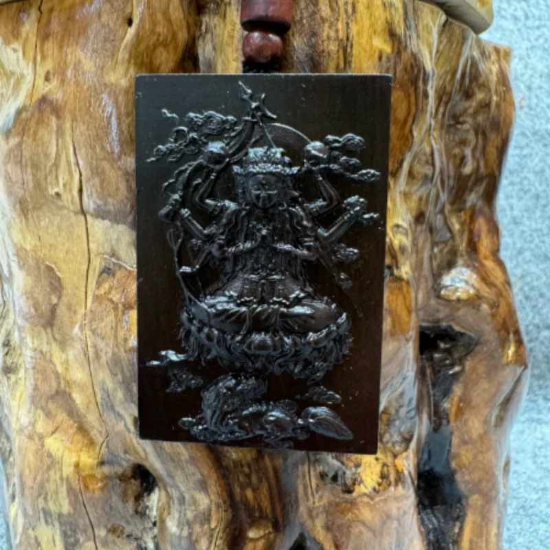 Taoist Lightning-Struck Jujube Wood Doumu Yuanjun Amulet Hanging Ornament - Feng Shui Auspicious Plaque, Exquisite Taoist Craft