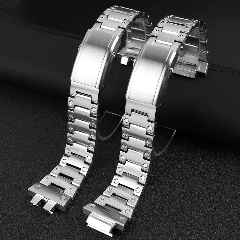 for Casio G-Shock Watchband Fit 5610 5600 B5000 GM-2100 Series Watch Strap Solid Stainless Steel Bracelet Black Gold Silver