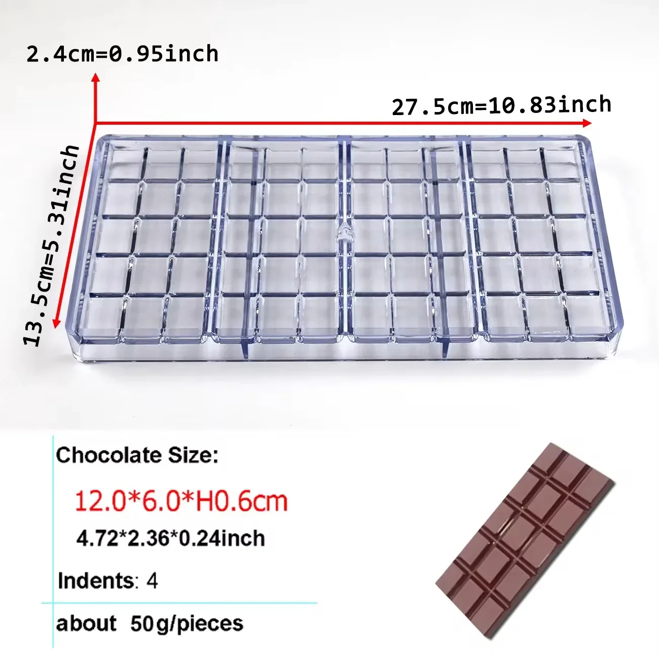 1Pc Polycarbonate Chocolate Bar Mold, Beginner Friendly Baking Candy Mould view 3