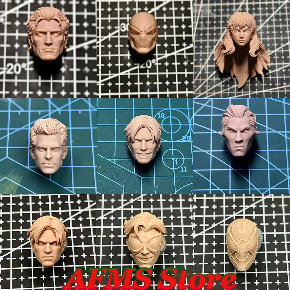 Unbemalter 1/12 männlicher Soldatenkopf Sculpt The Amazing Spider Hero Andrew Garfield Miles Morales Venom Head Fit 6" Actionfigur
