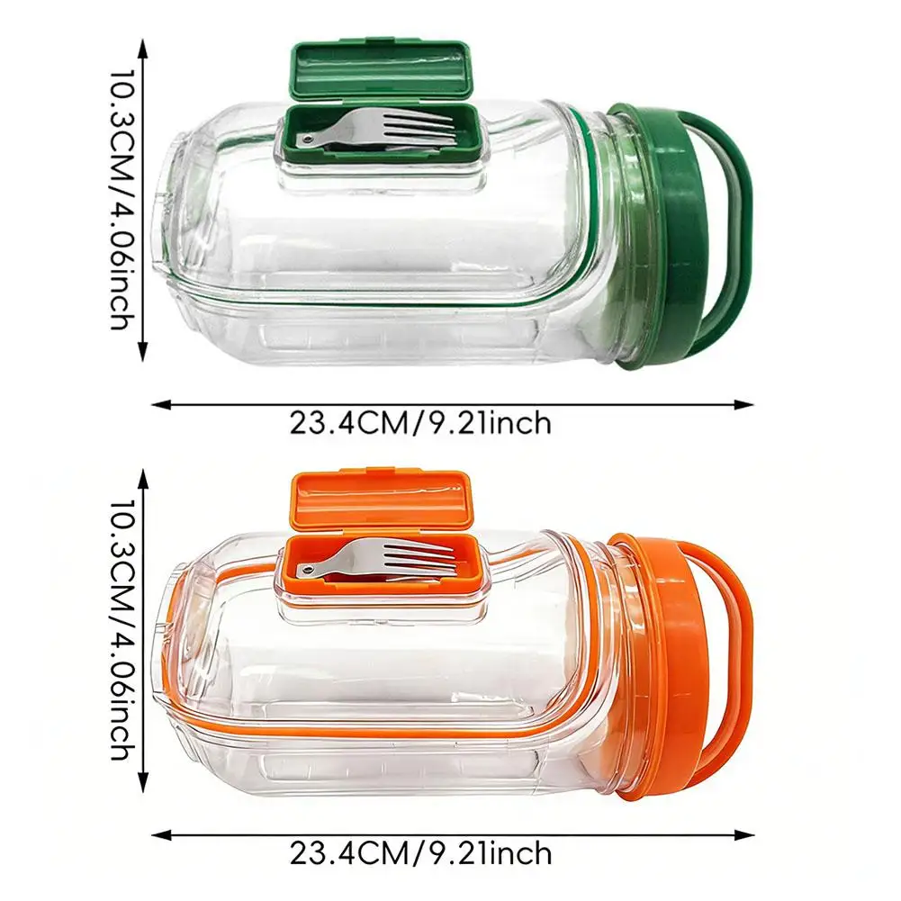 Leakproof Plastic Salad Box with Side-Opening Cover Portable Breakfast Fruit Storage Cup for Picnic Home Office view 6