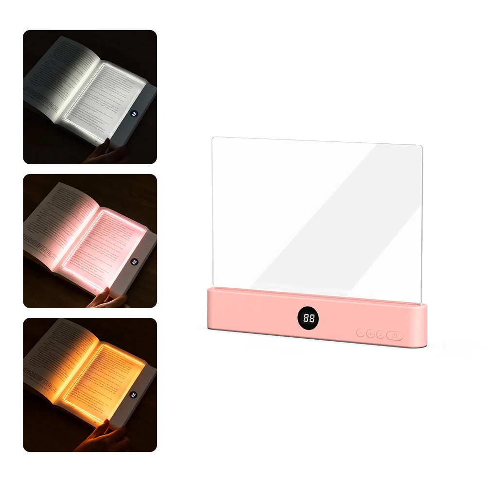Boekleeslamp voor in bed 2-in-1 Acryl Pagina-illuminator Nachtkastje Sfeerlamp Verstelbare Helderheid Kleur Perfect Cadeau