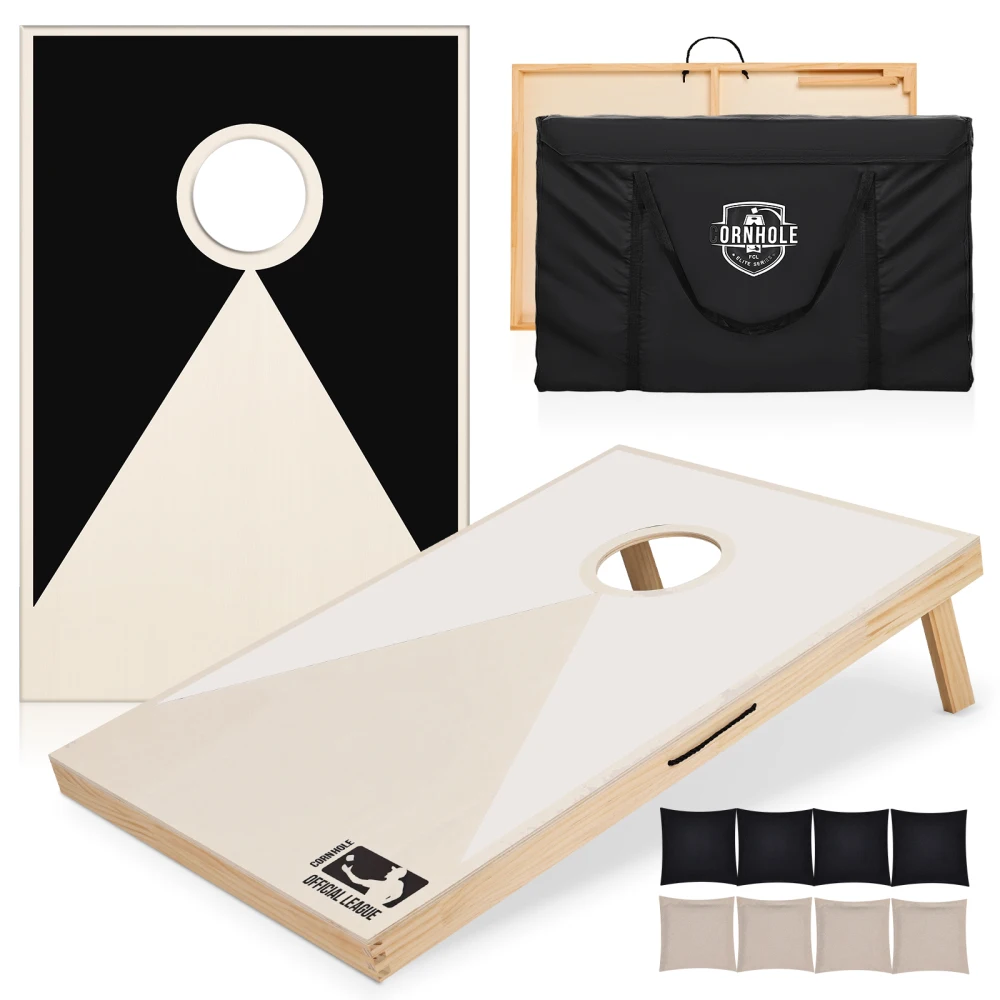 

Solid Wood Premium Cornhole Set - 3 Feet X 2 Feet Game Boards, Includes Set of 8 Corn Hole Toss Bags Games for Kids