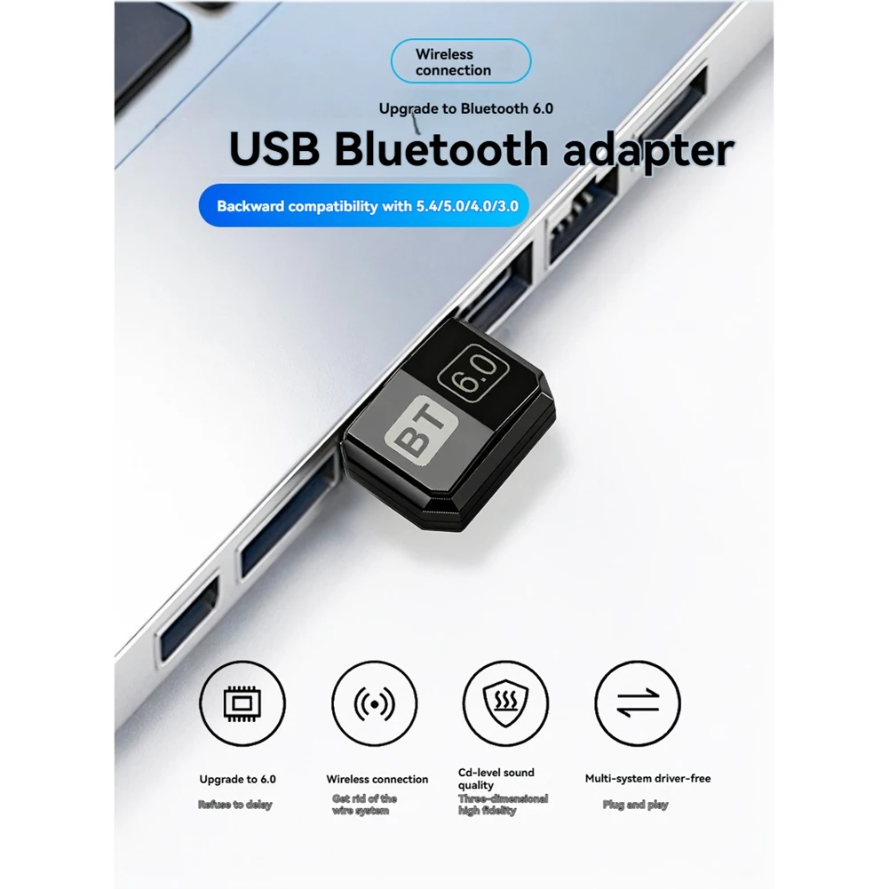 

Ingenious-LMP14 For Desktop Laptop Keyboard Mouse Headset USB Bluetooth 6.0 Adapter For PC Bluetooth Transmitter Receiver