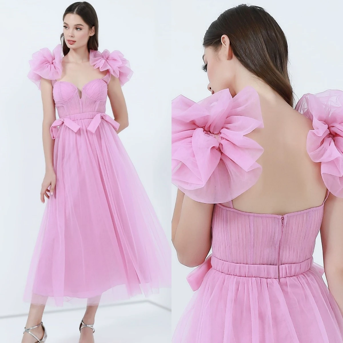 

Customized Fashion Sweetheart A-line Cocktail Flowers Fold Chiffon Occasion Evening Gown vestidos de ocasión formales