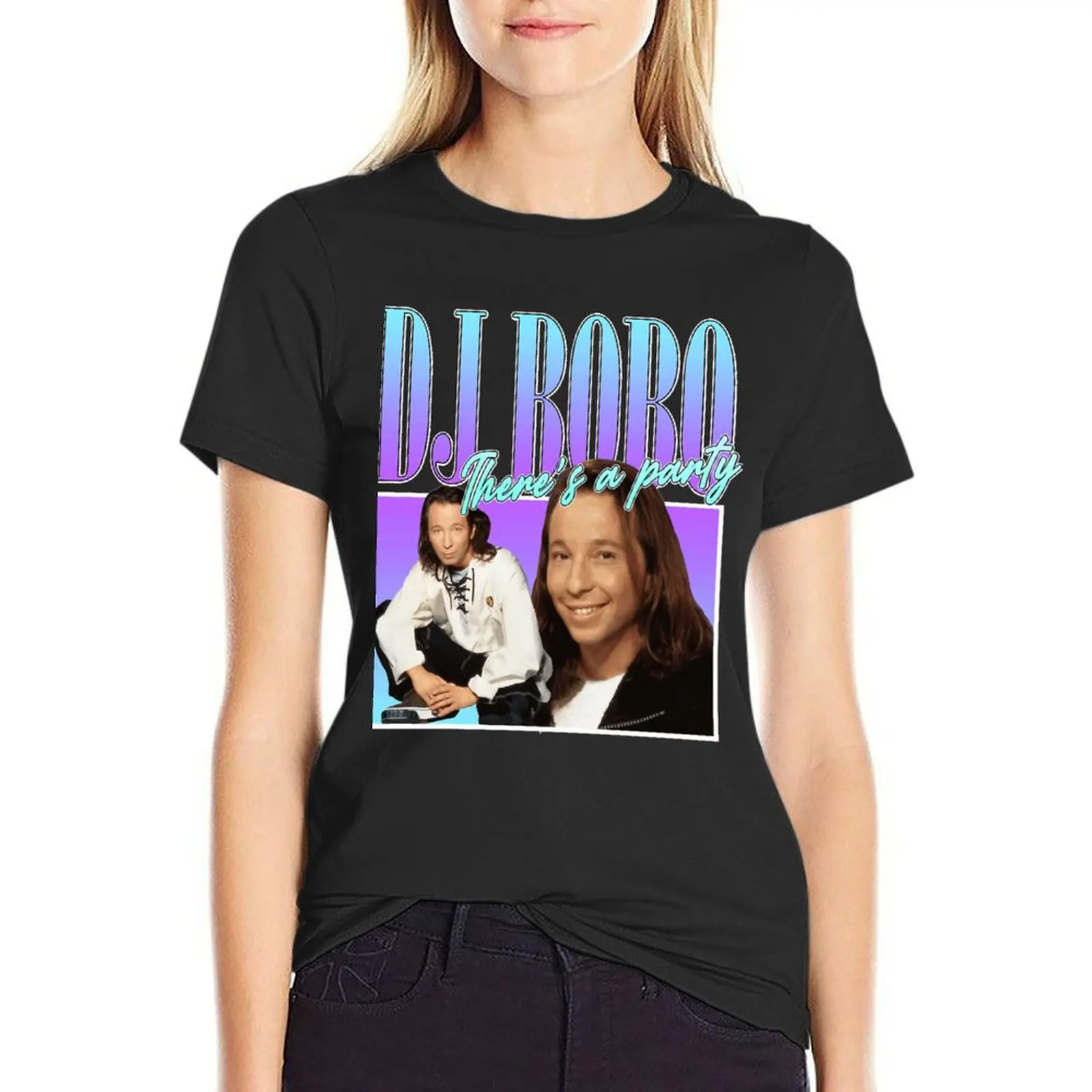 DJ Bobo 90s Style Eurodance T-Shirt plus size tops shirts graphic tees tees funny Womens graphic t shirts