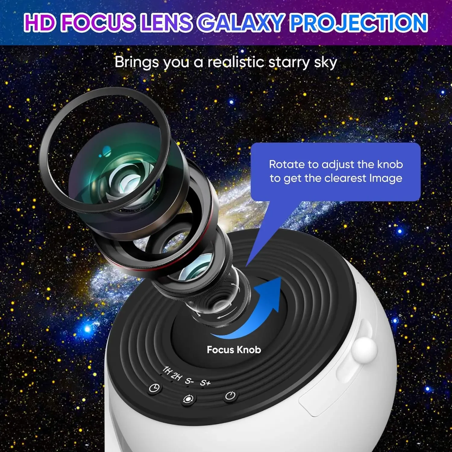 Galaxy-Projektor für Schlafzimmer, 13 Filmscheiben, HD-Bild, Sternprojektor, Nachtlicht 360 °   Rotierender Planetariumsprojektor für Kinder