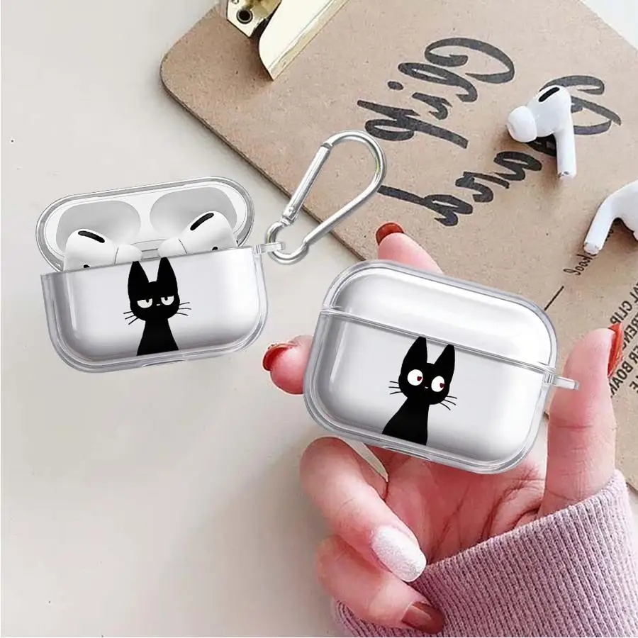 Transparente Kopfhörerhüllen für Airpods 4 1 2 Pro3 Pro 3 Pro2, niedliche Cartoon-Katze