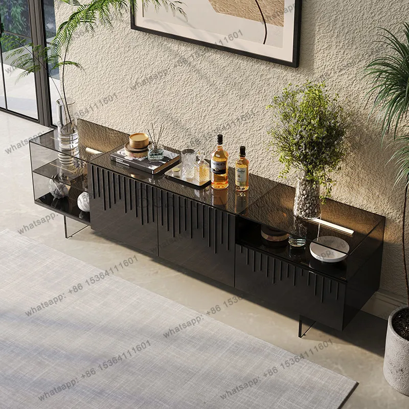 XX  Italian Light Luxury Glass TV Cabinet, High-end Storage Wooden Storage Cabinet In Living Room