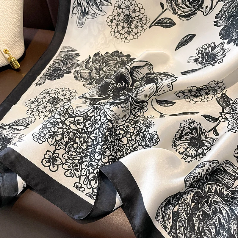 Design Satin Seide Schal Hijab Schal Frauen Mode Sommer Sonnencreme Strand gestohlen Wraps Bufanda weibliche Kopftuch Echarpe neu – Detail 16