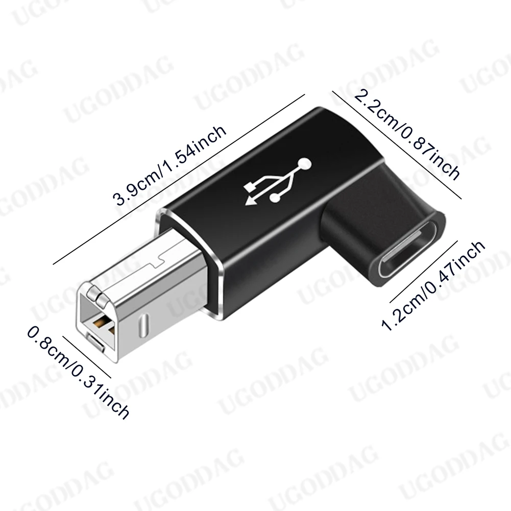 USB tipo C para impressora cabo adaptador, conversor de porta quadrada para impressora de piano eletrônico, C fêmea para USB B macho