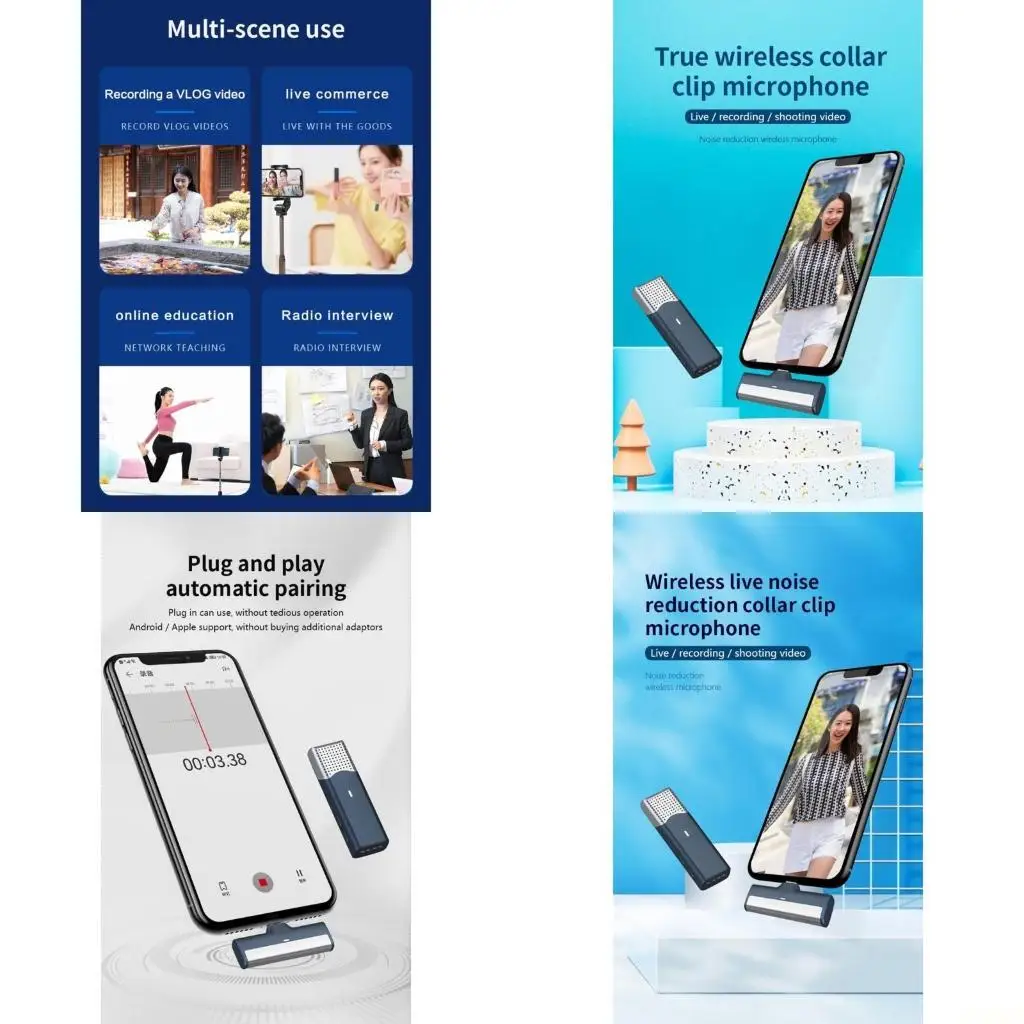 

B03F Портативный беспроводной петличный микрофон для записи аудио и видео, мини-микрофон типа C