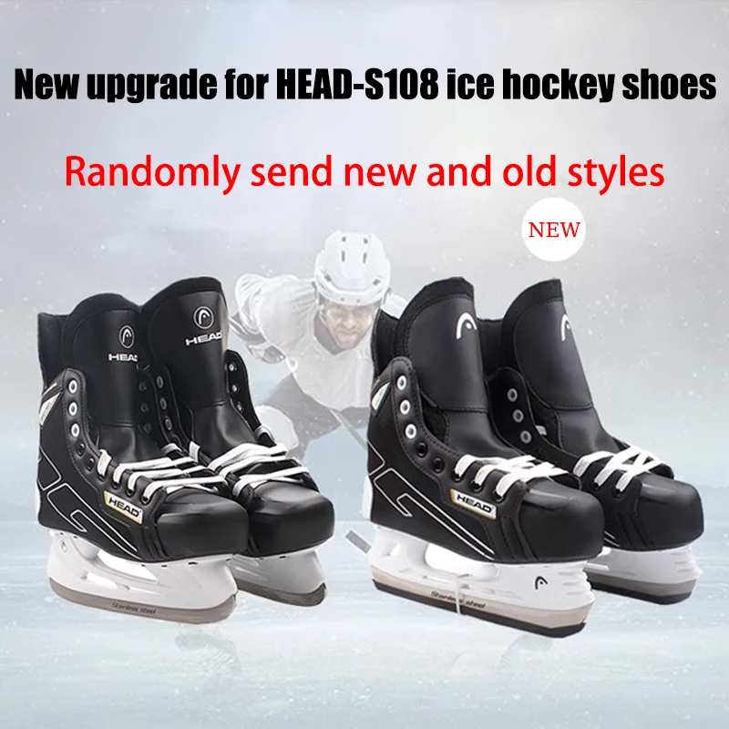 Black Leather Ice Skates Shoes Hockey Skates for Men PU Thermal Thicken Professional Hockey Skates Shoe for Adults Kids Teenager