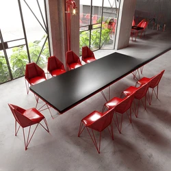 Meeting table and chair combination  coffee shop solid wood long table workbench reception