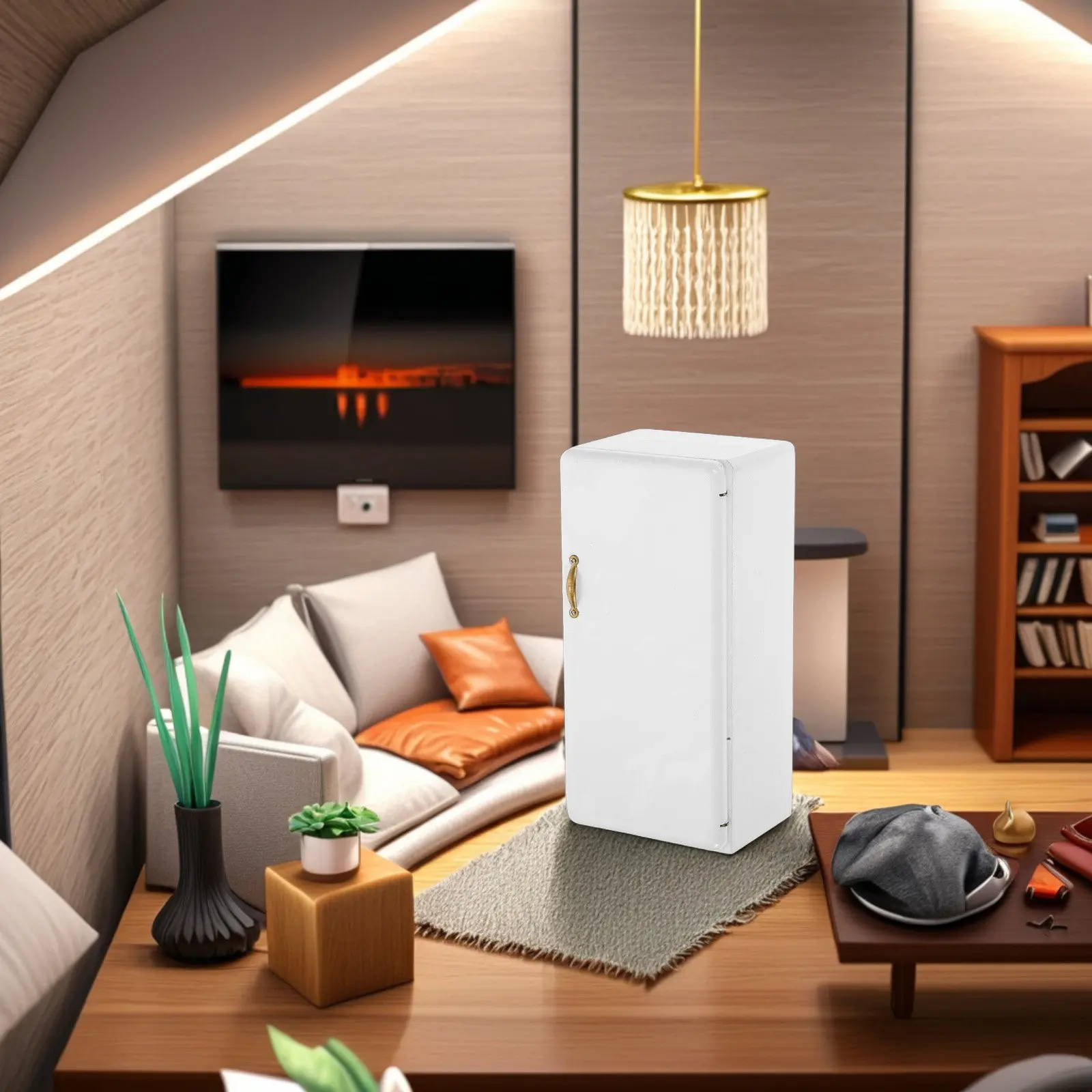 

1Pcs Wooden Mini House Kitchen Refrigerator for Kids Creative Play Educational Miniature Appliance Home Decoration Mini