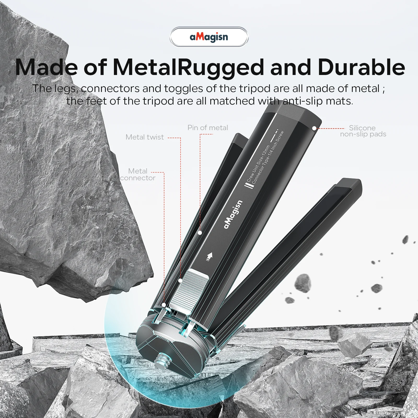 Trípode de cámara aMagisn con ajuste de altura de 2 niveles, rosca de 1/4 ", carga máxima de 5 kg para accesorios de Cámara de Acción Gopro DJI Insta360