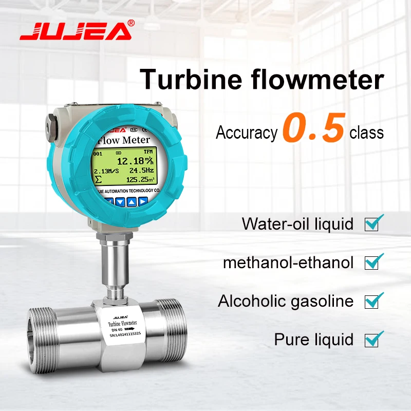4-20mA Water Oil Water Fuel  Flow Meter 304SS Liquid Turbine 1/2'' G Thread Flow Meter Turbine Flow Sensors