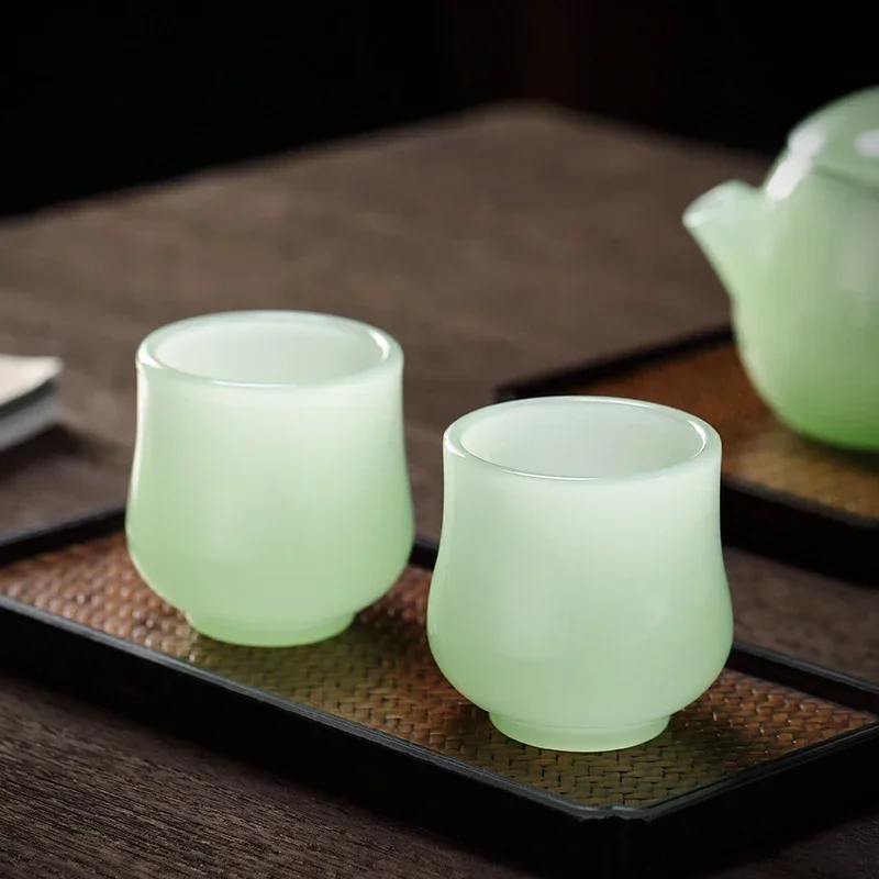 Ru Sapphire Porcelain Tea Cup Large Master Cup Imitation Jade Glass Personal Tea  High-end Single Home Set Gift