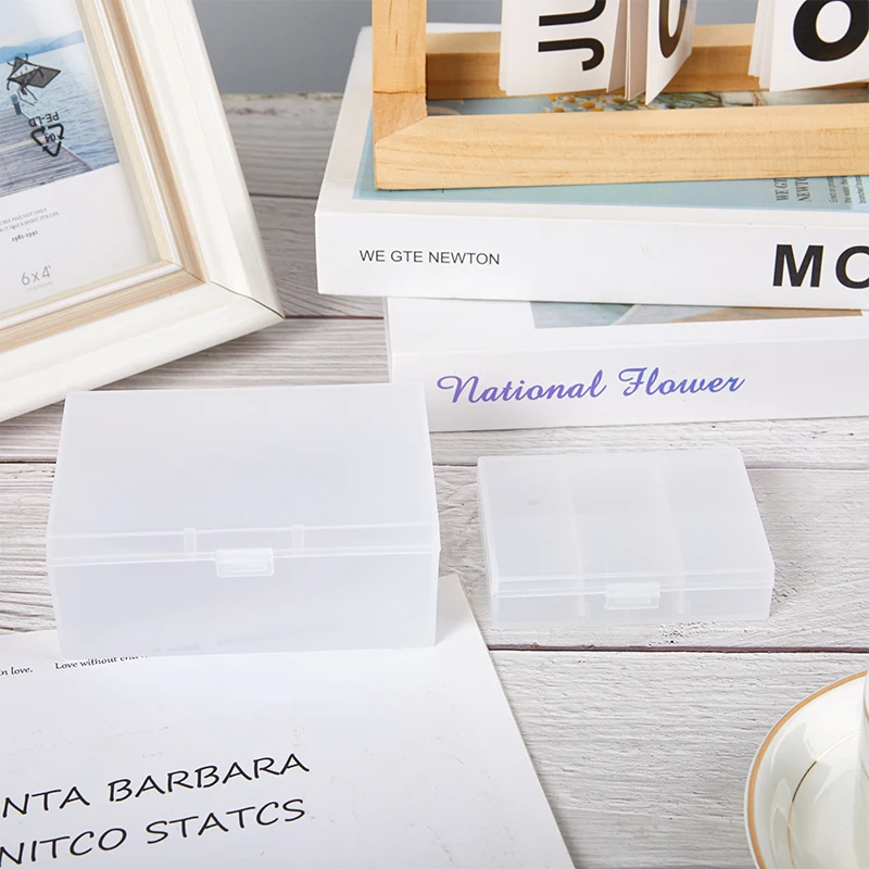 Caja de almacenamiento con tapa esmerilada para tarjetas pequeñas, organizador de escritorio, caja de clasificación, contenedor de joyería