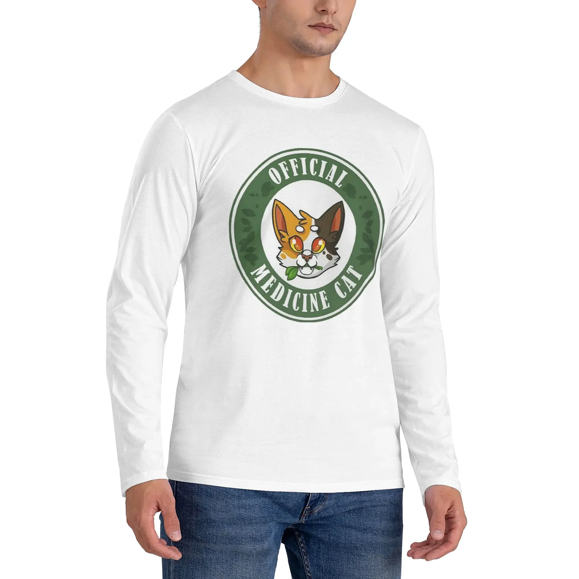 

Мужская футболка с длинными рукавами 4-воины, медицинские кошки, повседневные футболки с круглым вырезом, весенне-осенние мужские топы