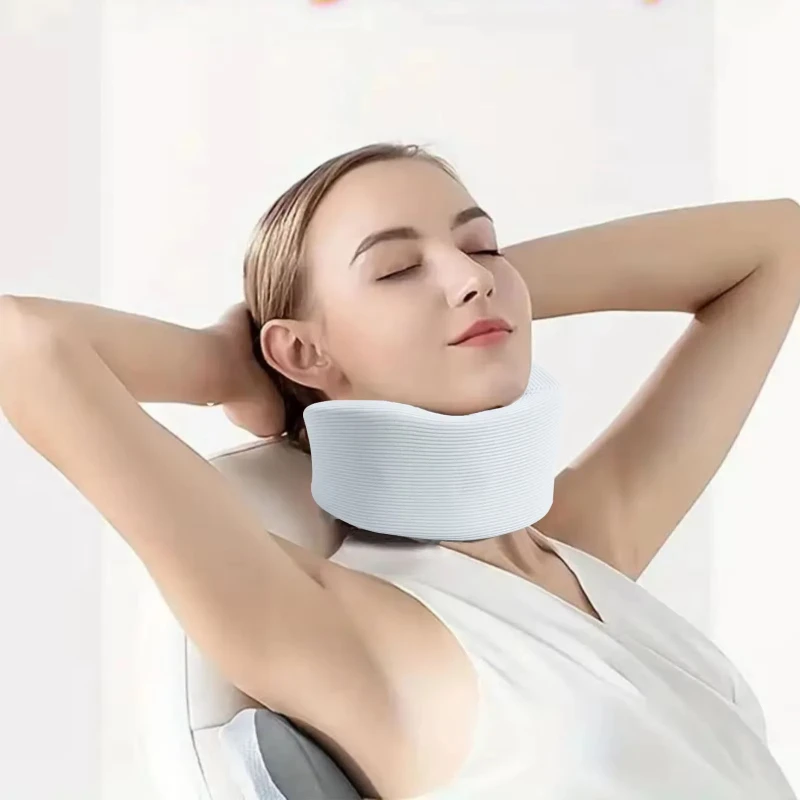 Soft Foam Cervical Neck Collar Adjustable Brace Support with Replacement Cover for Travel Office Sleeping