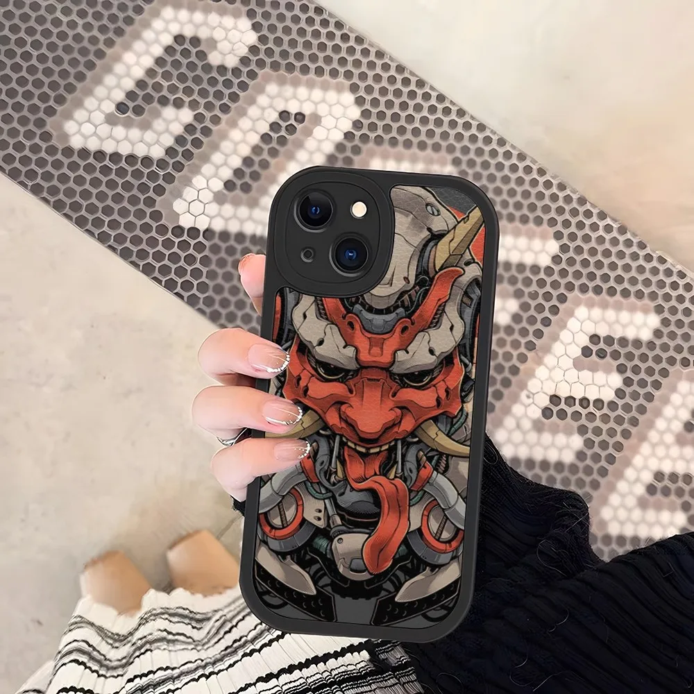 Japanese Oni Hannya Samurai Demon Mask Phone Case Silicone For IPhone 15 11 14 13 12 Pro Max Mini Xr 8 Plus SE2020 Leather Cover