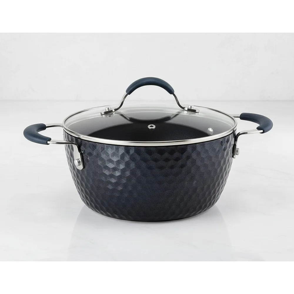 

Прочная кастрюля с антипригарным покрытием и стеклянной крышкой, 2,1 литра, керамическое покрытие Blue Diamond для здорового приготовления пищи