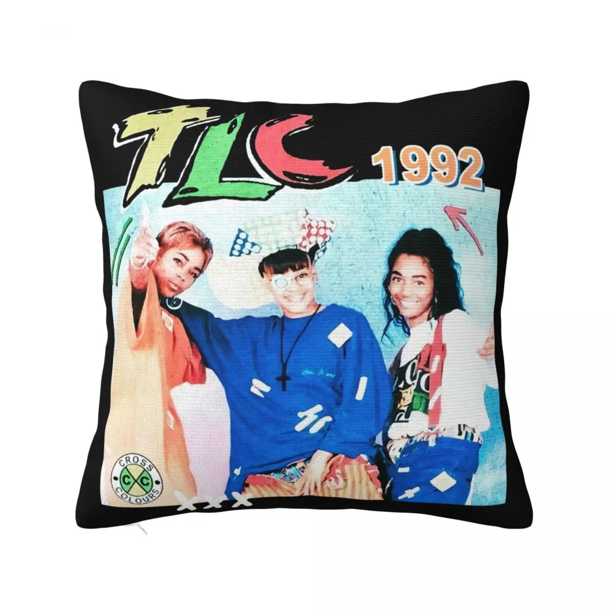 Vintage Cross Color S Tlc S Hip Hop Rap 1992 Cross Color S High Quality Cotton Hip-Hop Pillow Case