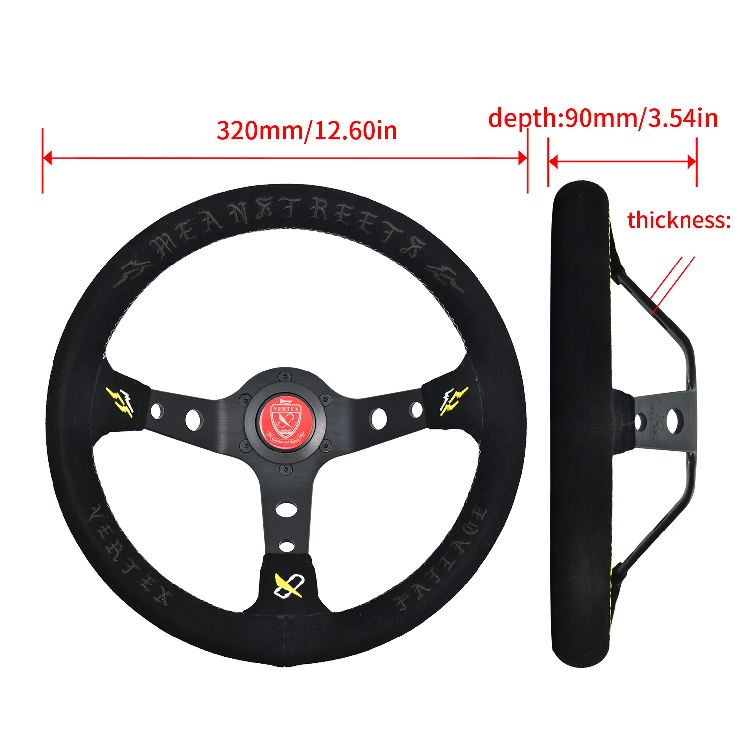 Vertex Sports Steering Wheel 320MM Suede Aluminum Alloy Car Drift Modified Auto Parts Universal JDM Racing Steering Wheel view 5