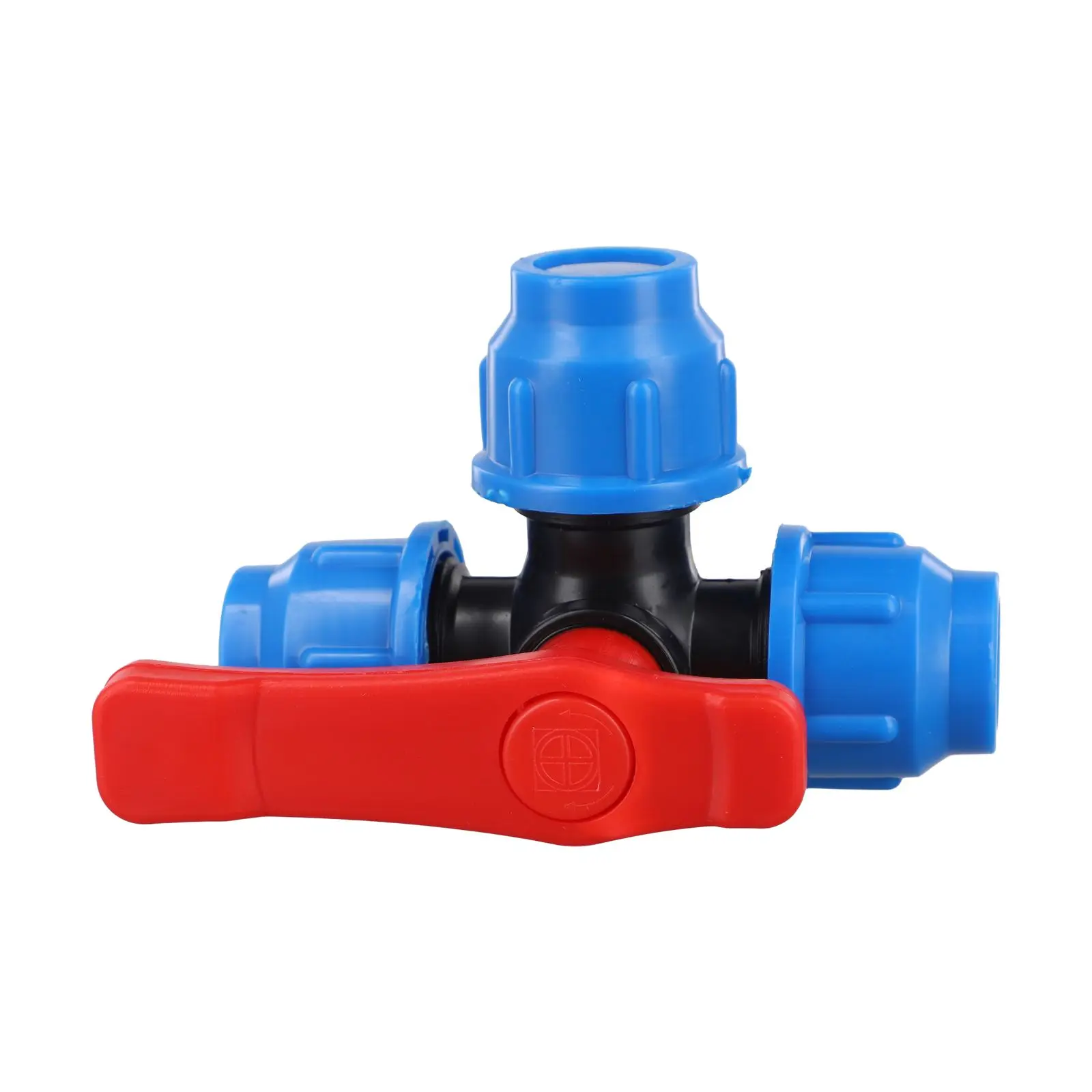 

Шаровой кран для труб ПЭ, 1 шт., 20/25/32/40/50 мм, 3-ходовой, черно-синий, пластиковый