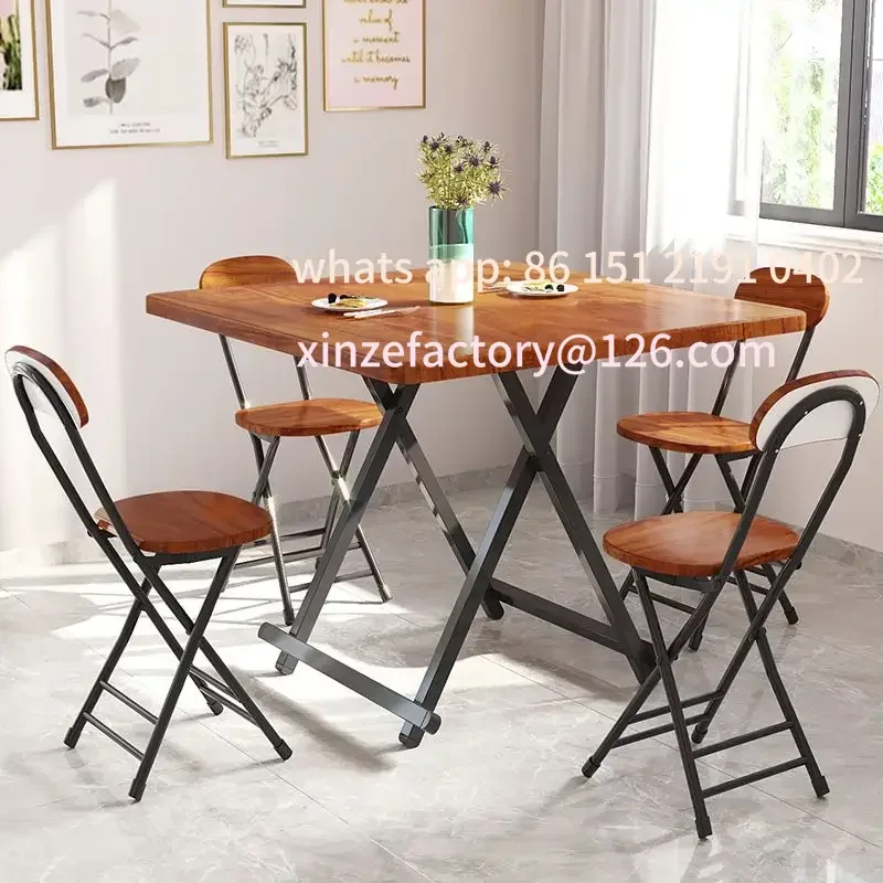 

Customizable Folding dining table, household small square , 4-person dining, outdoor folding and chair combination,
