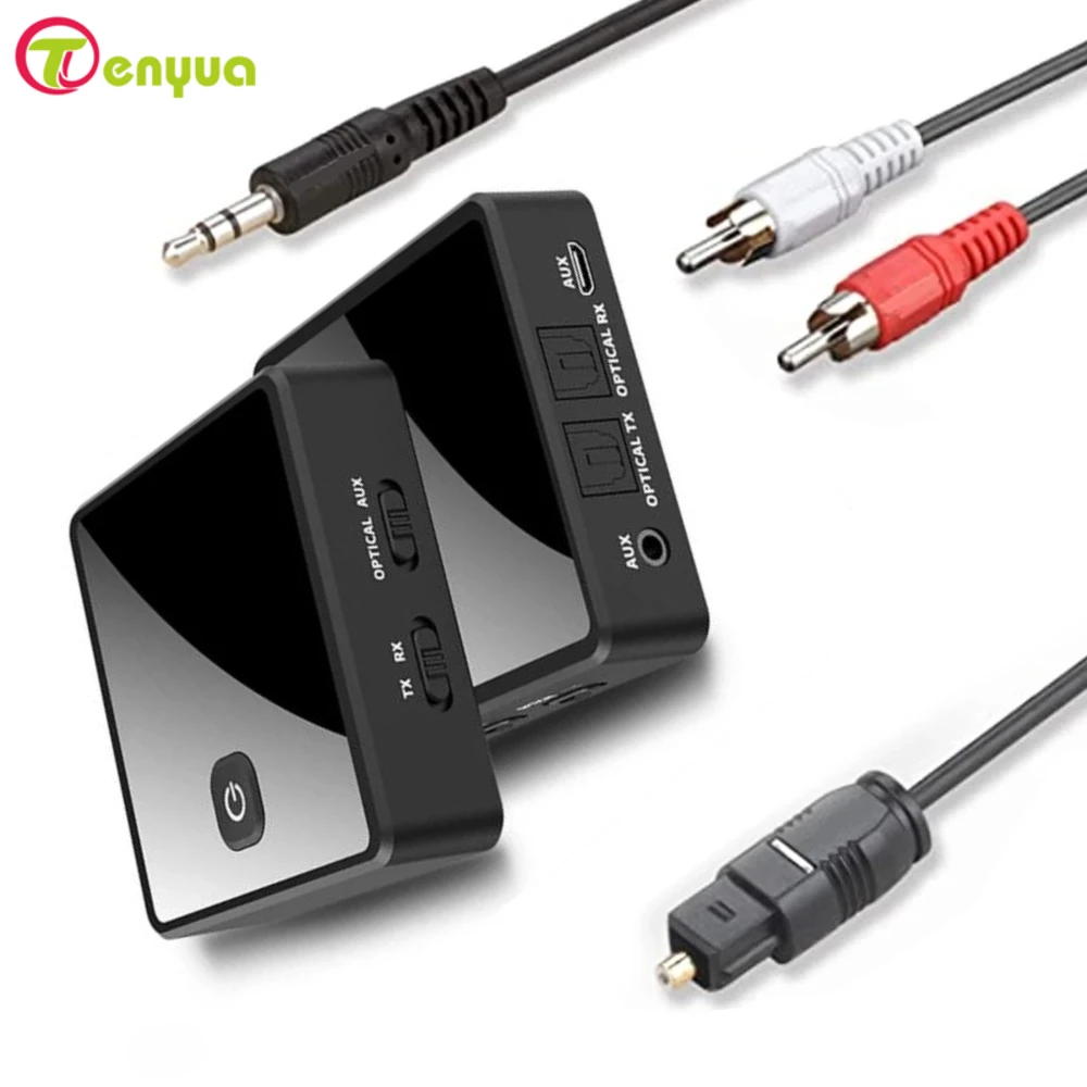 2 in 1 Bluetooth 5.0 Transmitter Receiver TV Speaker 3.5mm AUX Toslink Optical Adapter Audio Music Wireless Transmitter Receiver