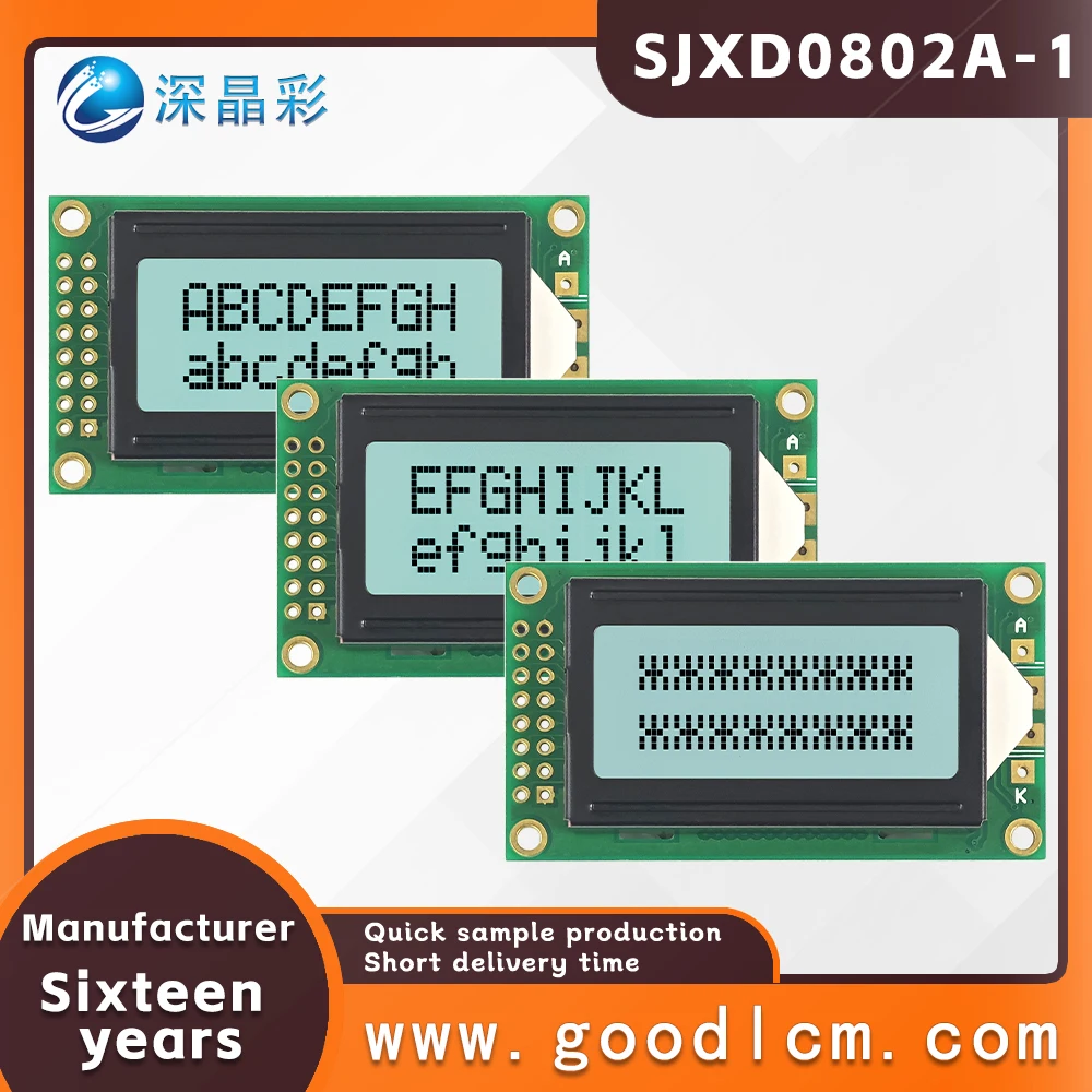 

Industrial control Russian characters LCD 0802 display screen JXD0802A-1 FSTN White Positive 8X2 character LCM display module